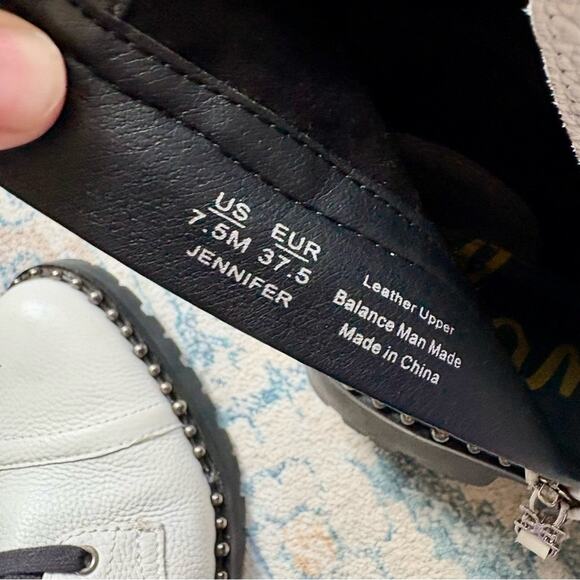 Sam Edelman Jennifer Studded Combat Boots White Silver Leather Women’s Size 7.5 - Picture 5 of 9